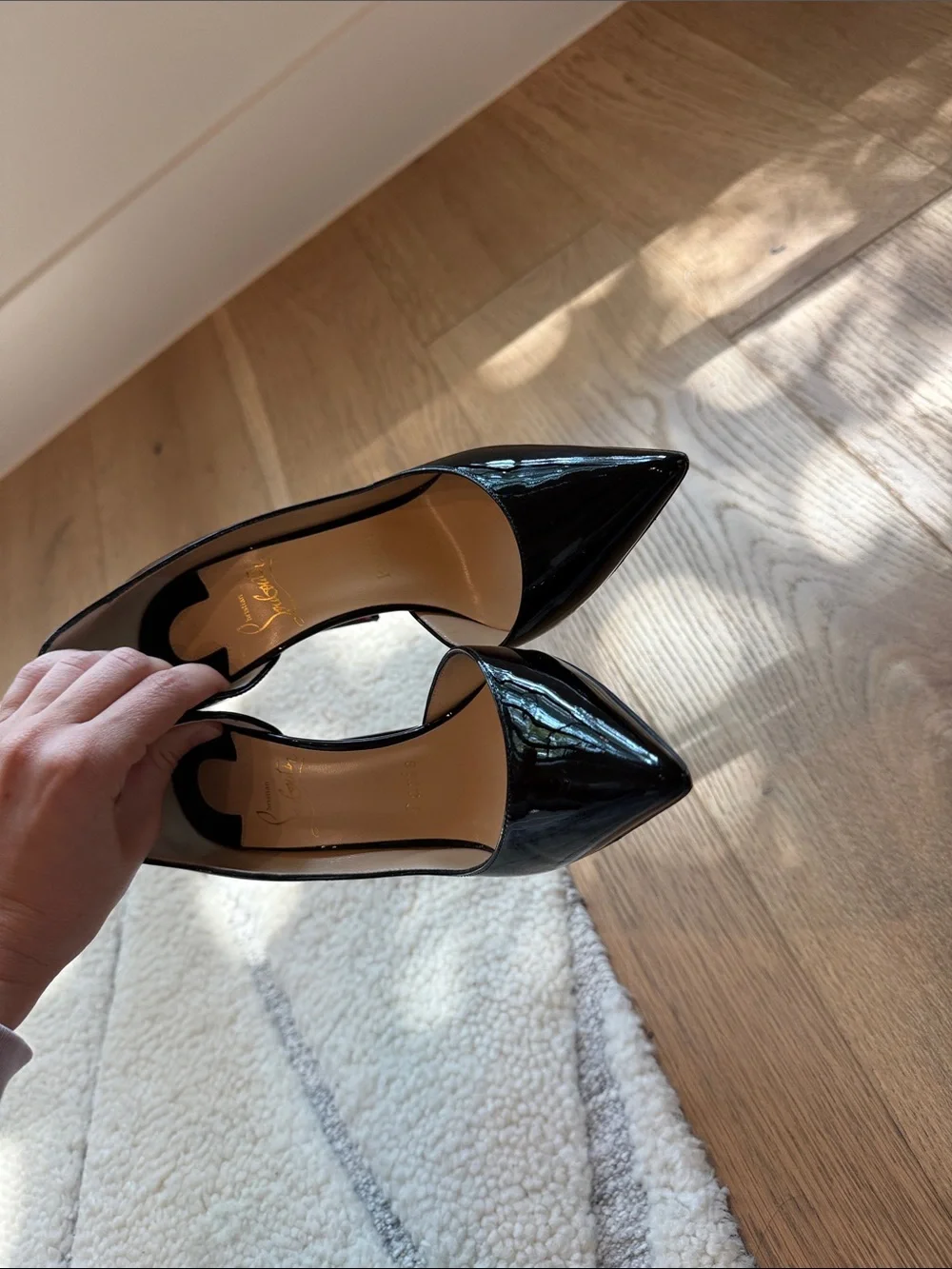 Christian Louboutin Iriza 100mm Black Patent Pointed Stiletto Pumps